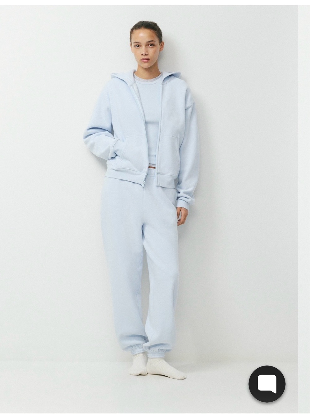 Aritzia Cozy Sweatfleece Perfect Zip Hoodie in Villa Blue